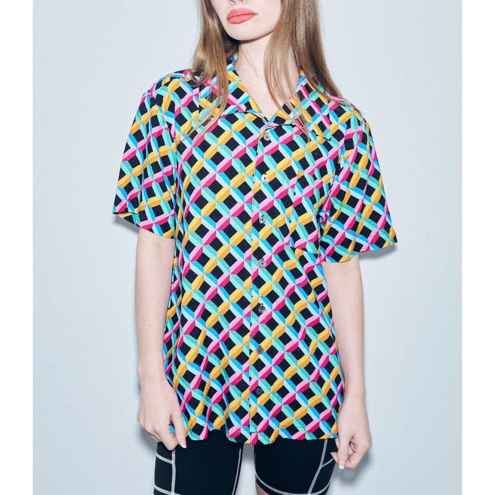 Fashion Brand Company Colorful Geometric Button Down Shirt